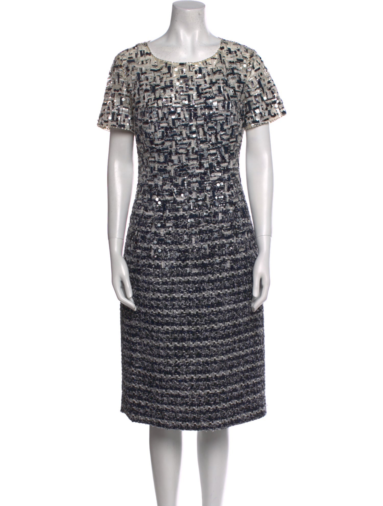 Carolina Herrera Tweed Pattern Midi Length Dress