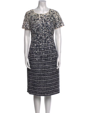 Carolina Herrera Tweed Pattern Midi Length Dress