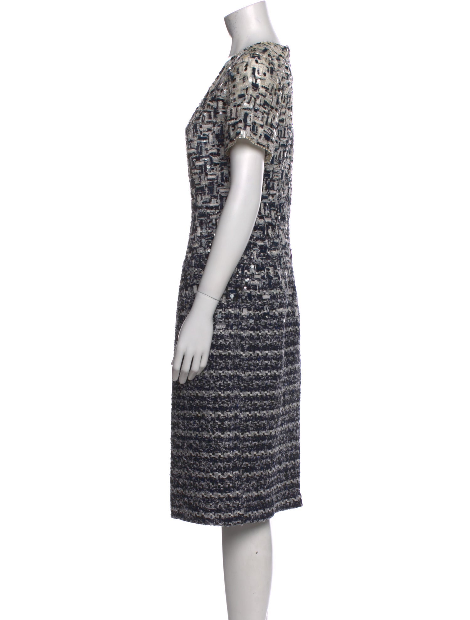 Carolina Herrera Tweed Pattern Midi Length Dress