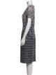 Carolina Herrera Tweed Pattern Midi Length Dress