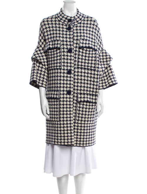 Carolina Herrera Wool Houndstooth Print Coat