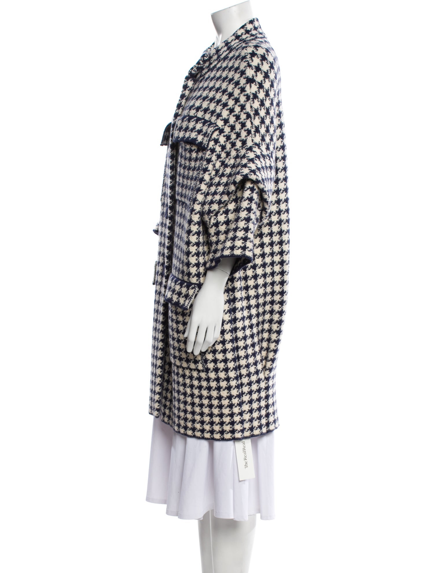 Carolina Herrera Wool Houndstooth Print Coat