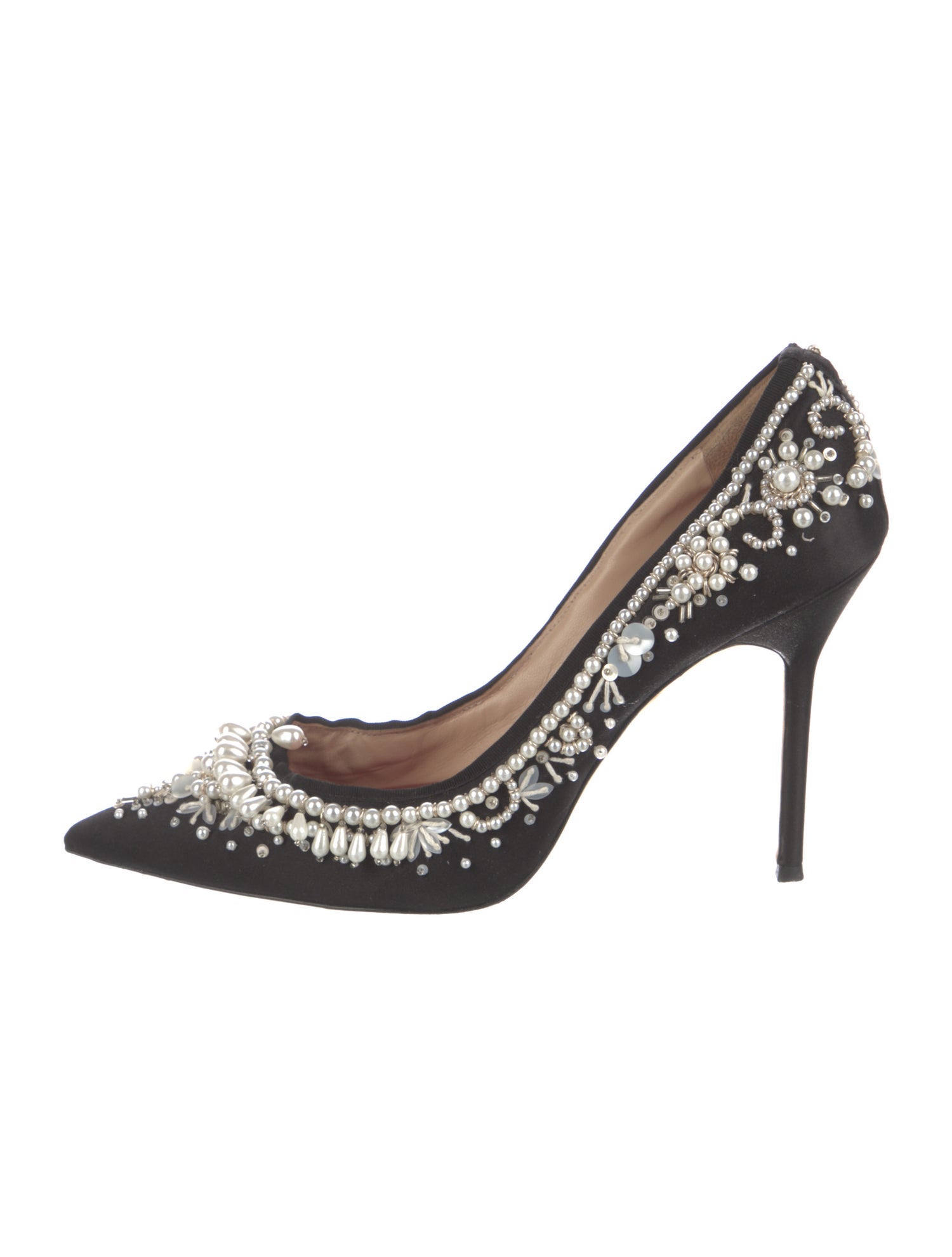 Carolina Herrera Satin Sequin Embellishments Pumps