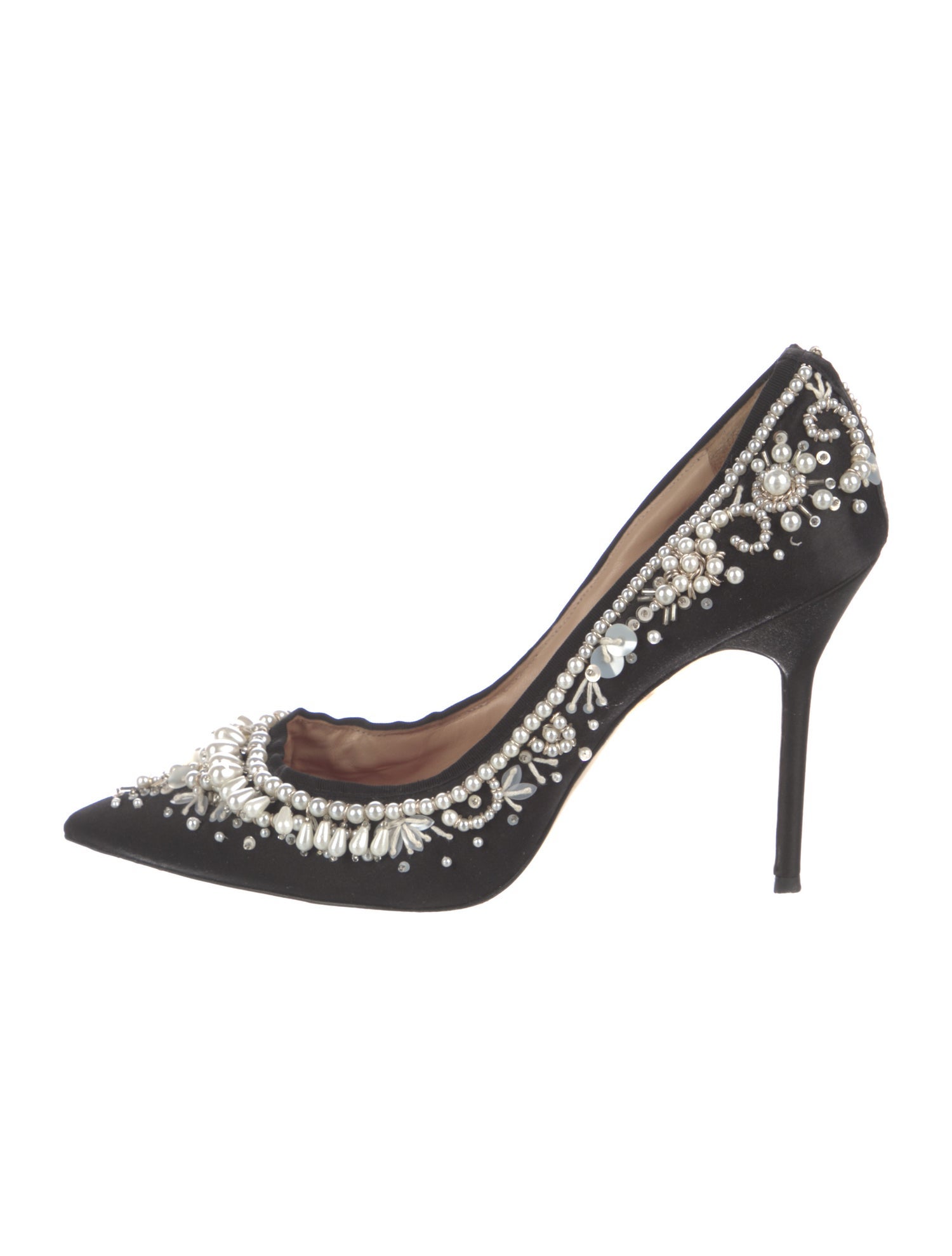 Carolina Herrera Satin Sequin Embellishments Pumps