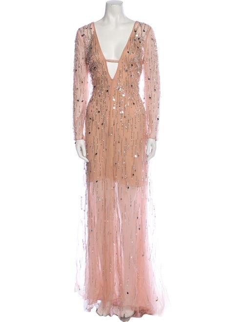 Carolina Herrera Lace Pattern Long Dress