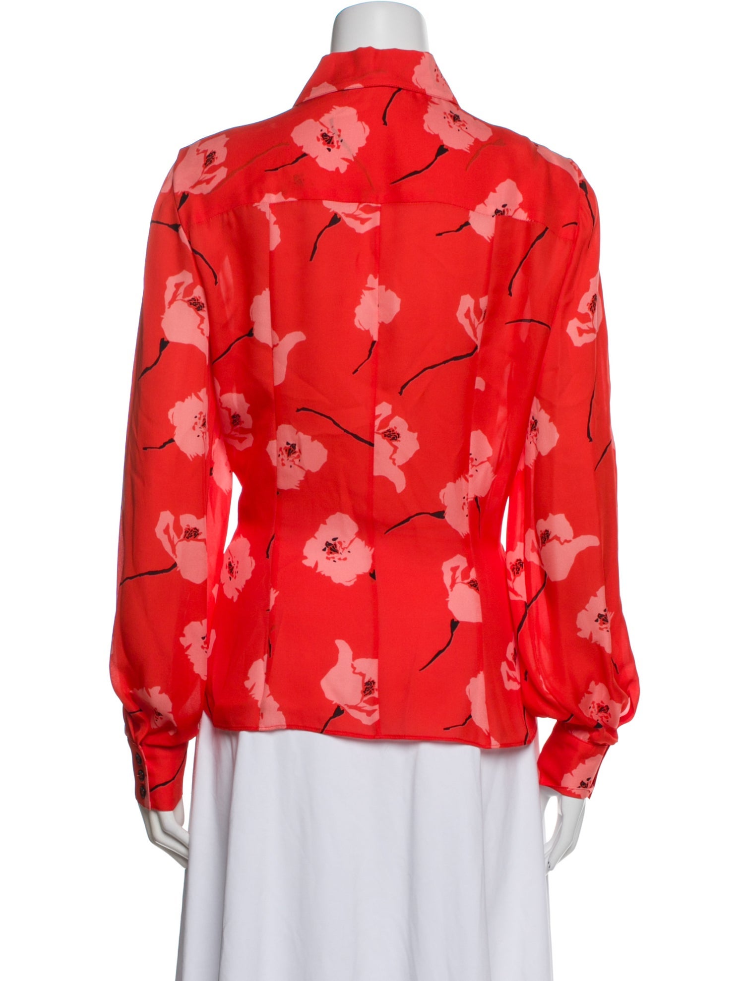 Carolina Herrera Silk Floral Print Button-Up Top