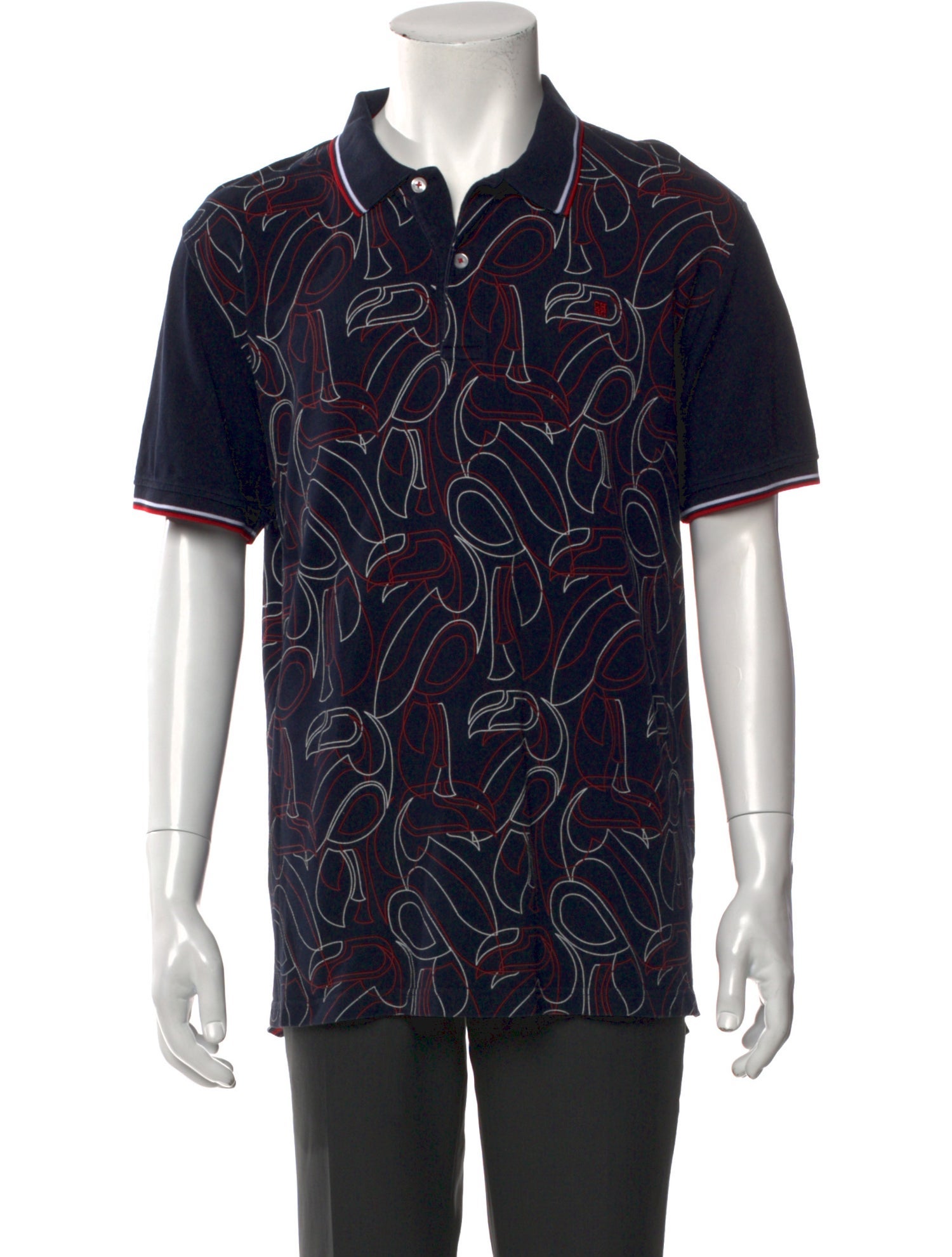 CH Carolina Herrera Printed V-Neck Polo Shirt