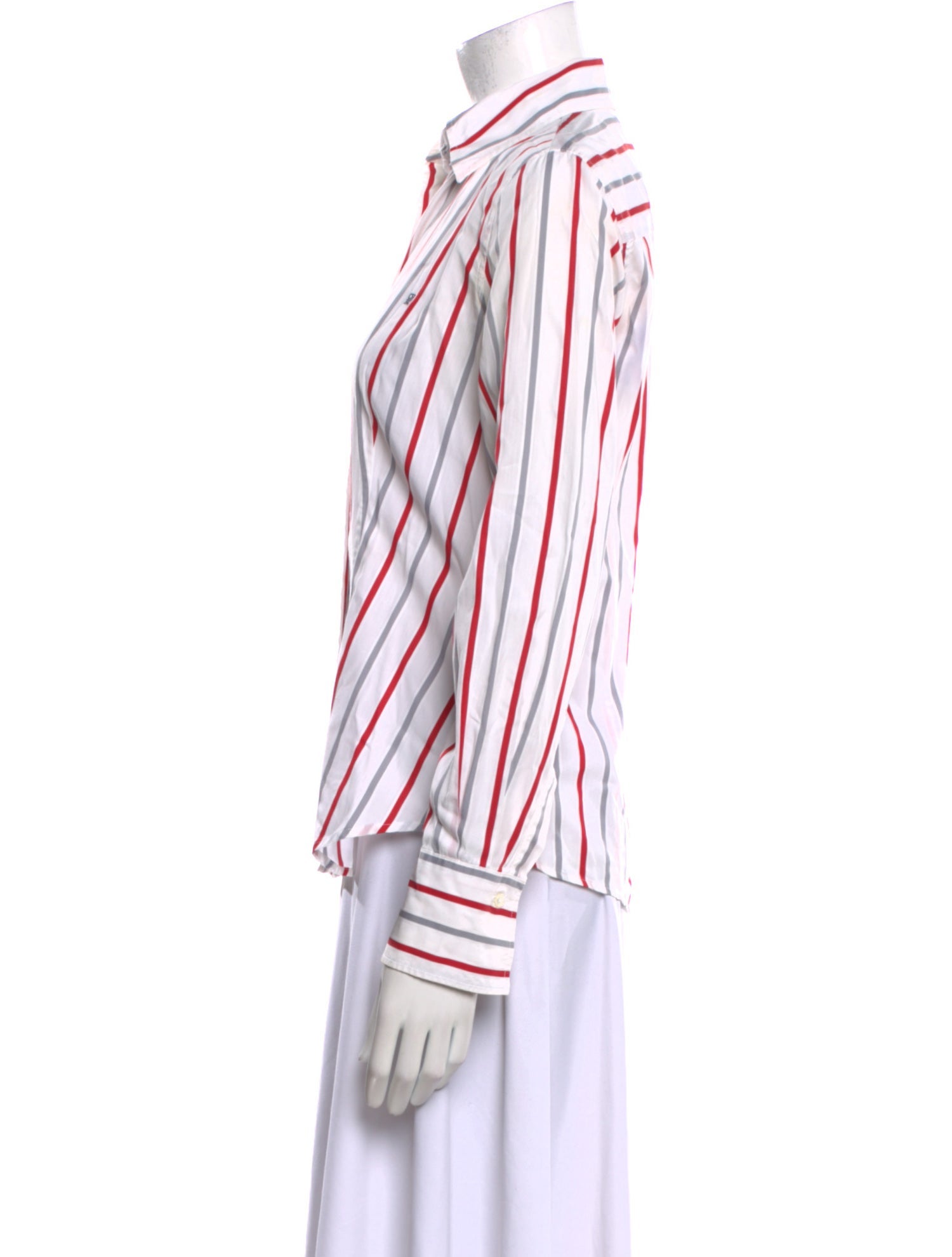 Carolina Herrera Striped Long Sleeve Button-Up Top