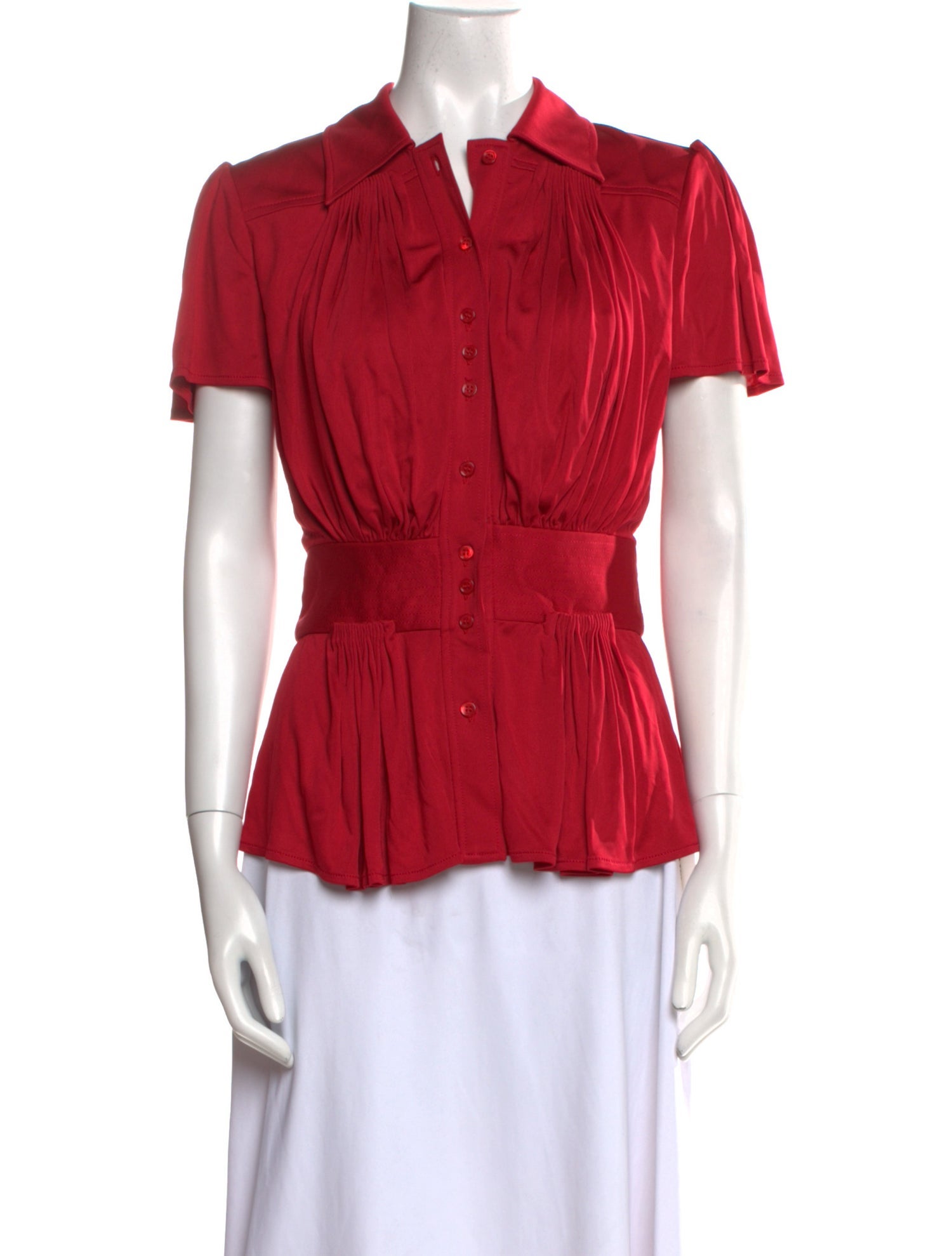 Carolina Herrera Short Sleeve Button-Up Top