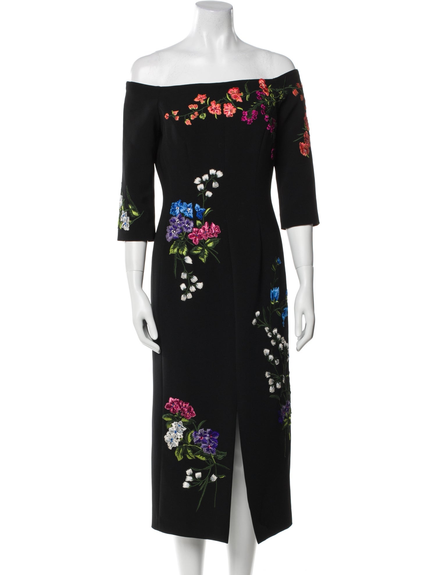 Carolina Herrera Floral Print Midi Length Dress