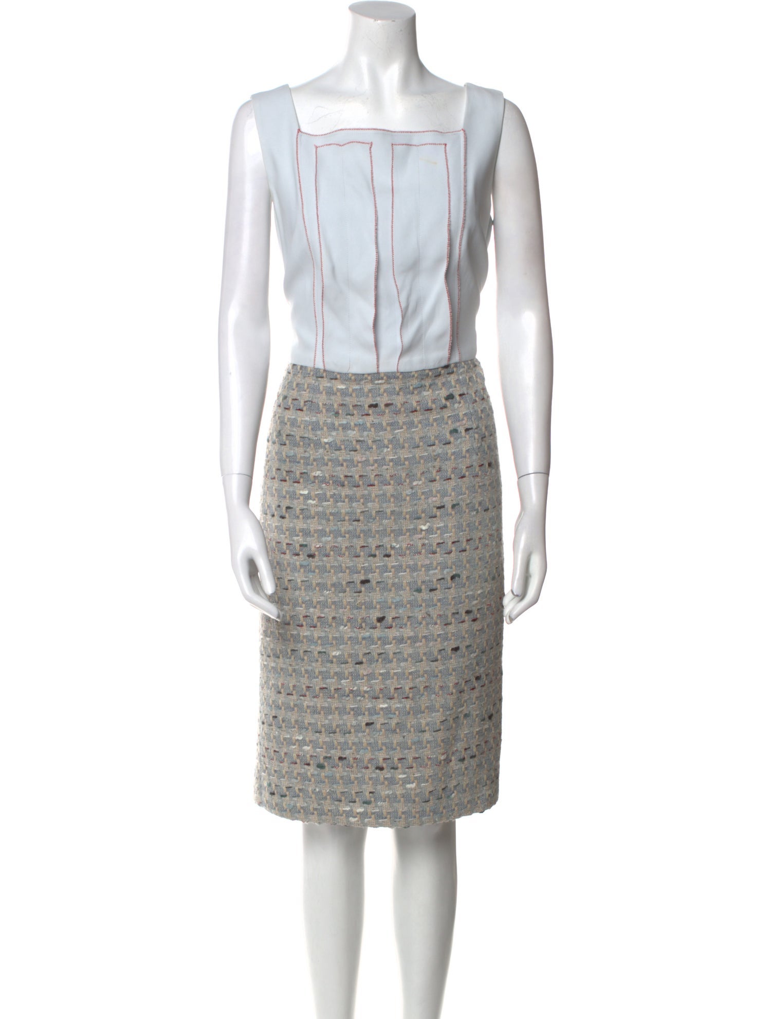 Carolina Herrera Colorblock Pattern Midi Length Dress