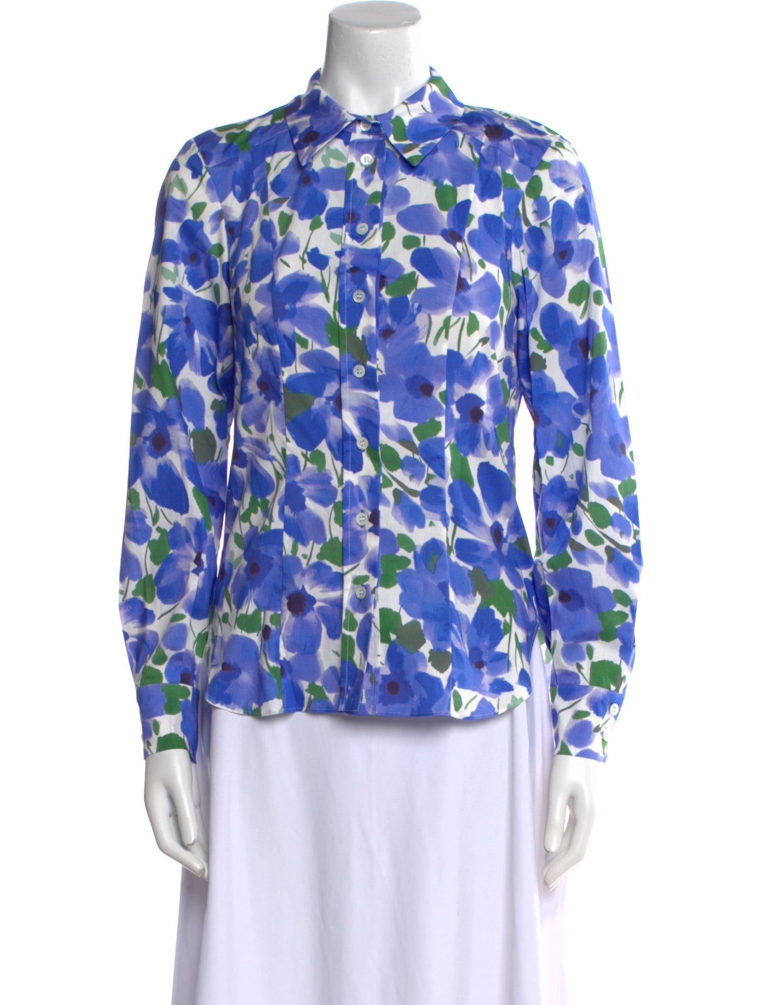 Carolina Herrera Floral Print Long Sleeve Button-Up Top w/ Tags