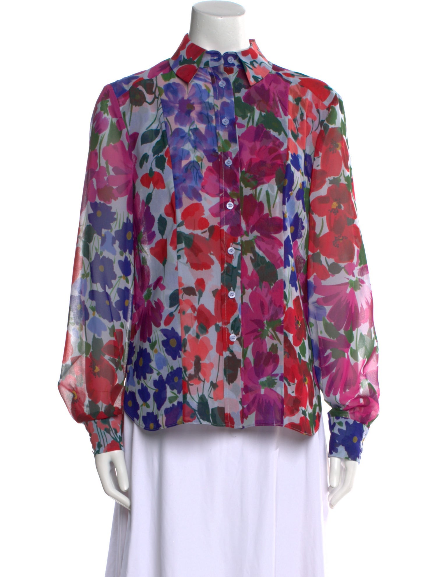 Carolina Herrera Floral Print Mock Neck Blouse w/ Tags