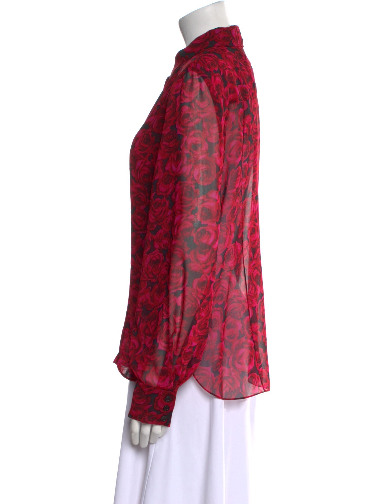 Carolina Herrera Floral Print Mock Neck Blouse w/ Tags