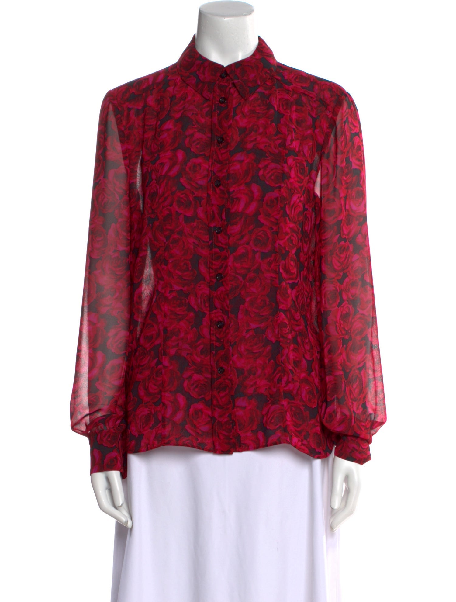 Carolina Herrera Floral Print Long Sleeve Blouse w/ Tags