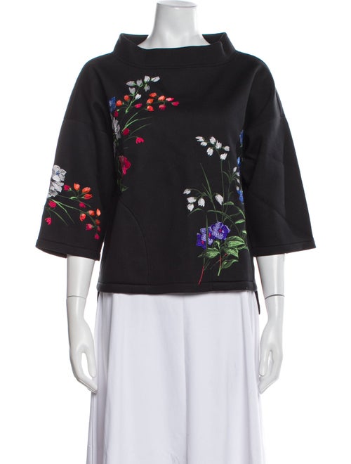 Carolina Herrera Floral Print Bateau Neckline Sweatshirt