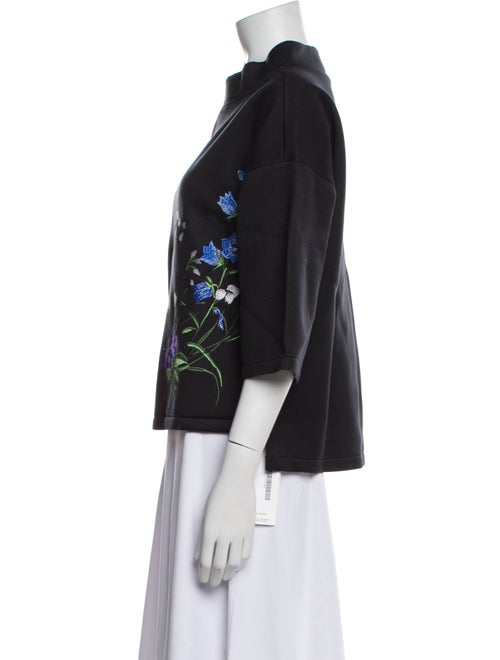 Carolina Herrera Floral Print Bateau Neckline Sweatshirt