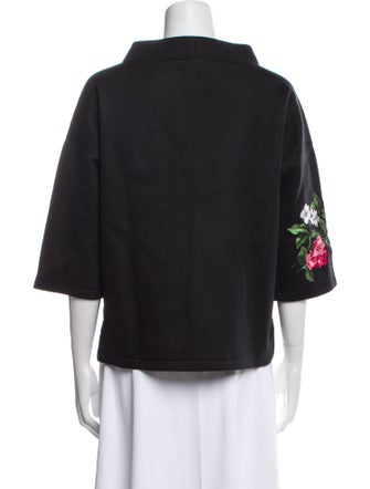 Carolina Herrera Floral Print Bateau Neckline Sweatshirt