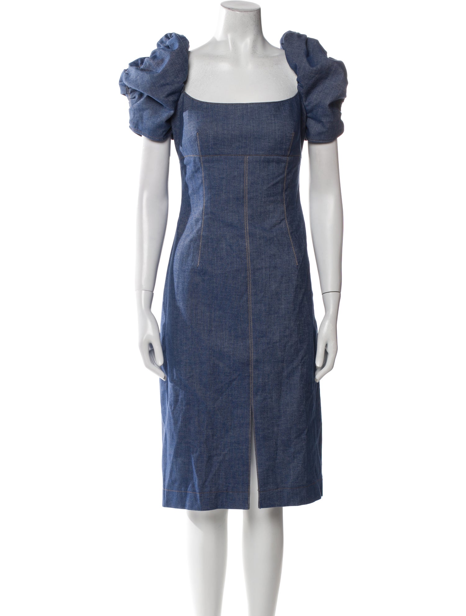 Carolina Herrera Square Neckline Midi Length Dress