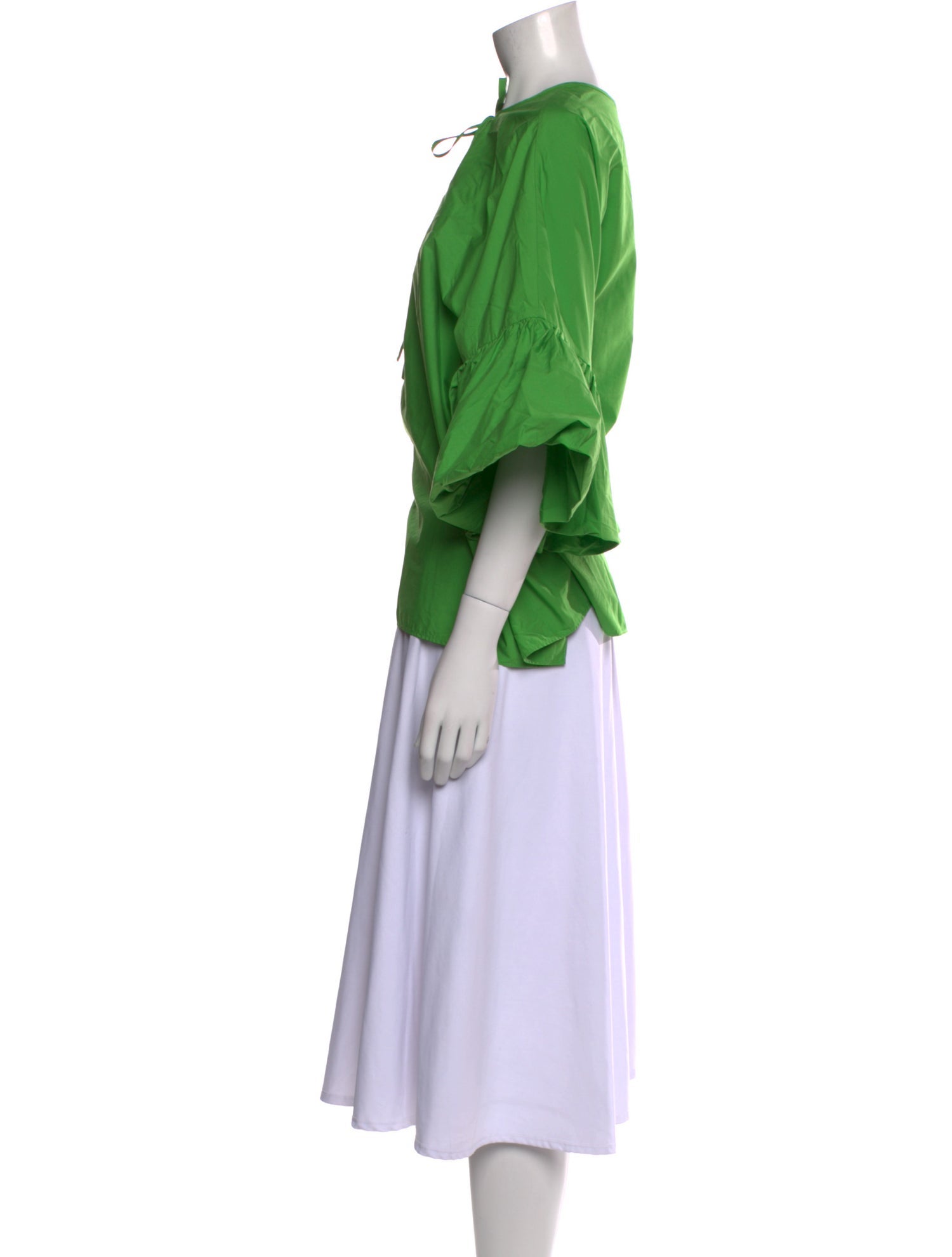 Carolina Herrera Tie Neck Three-Quarter Sleeve Blouse