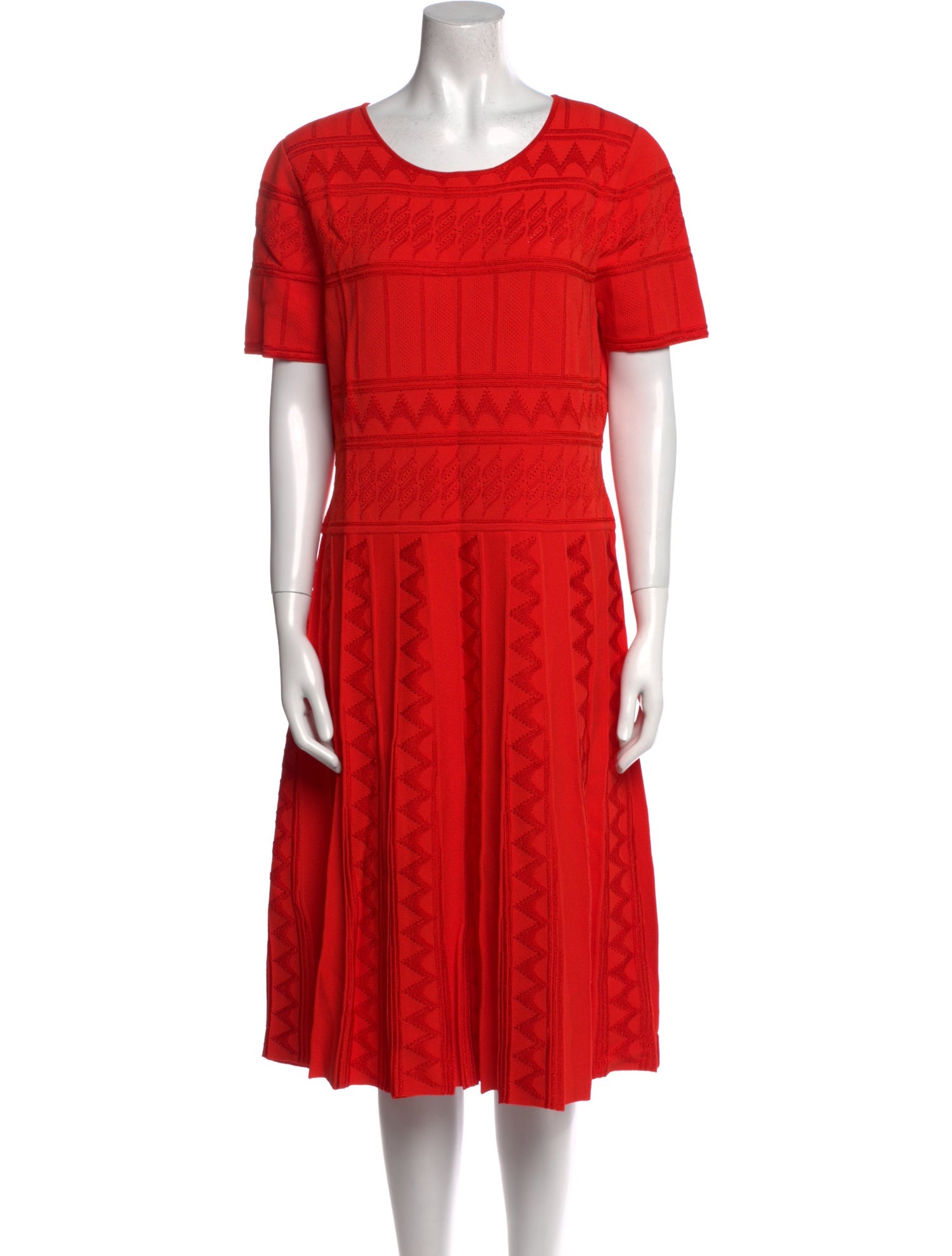 Carolina Herrera Scoop Neck Midi Length Dress