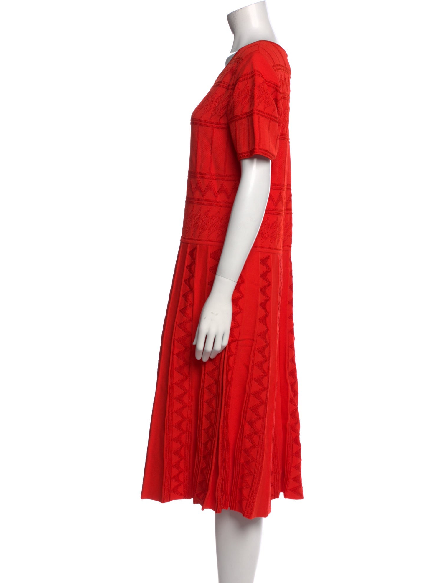 Carolina Herrera Scoop Neck Midi Length Dress