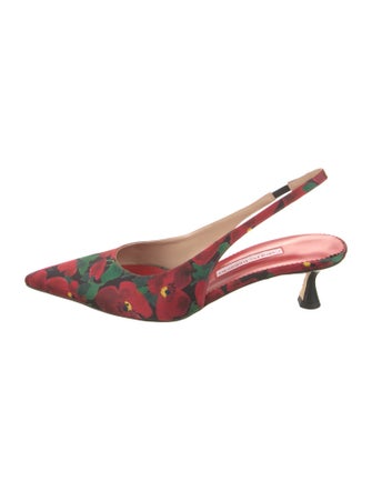 Carolina Herrera Nylon Floral Print Slingback Pumps