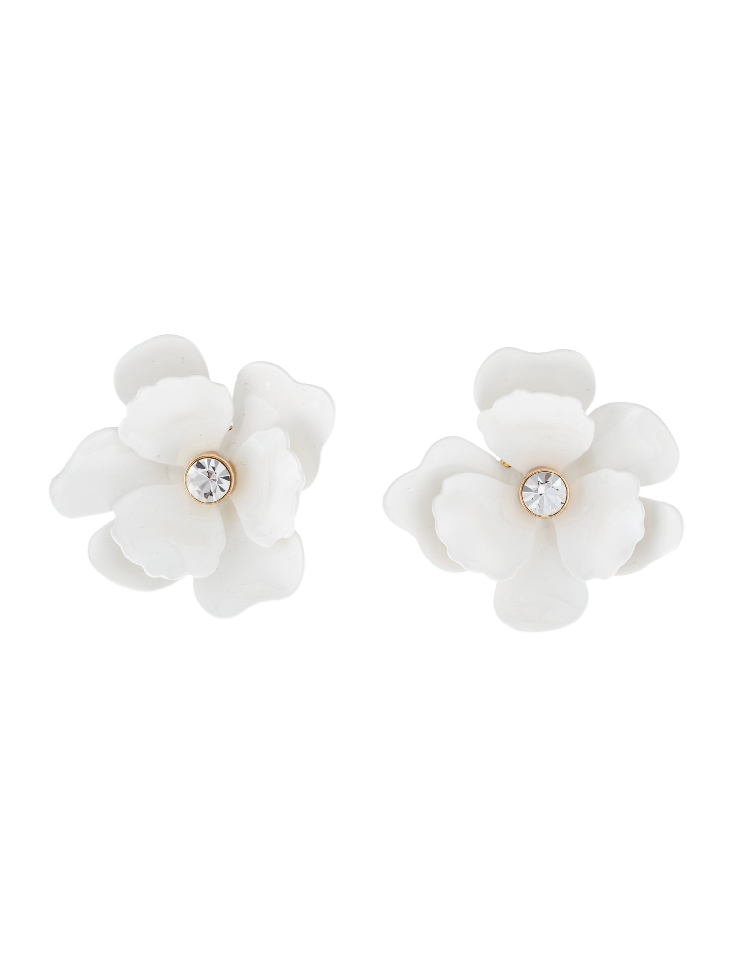 Carolina Herrera Enamel & Crystal Flower Drop Earrings