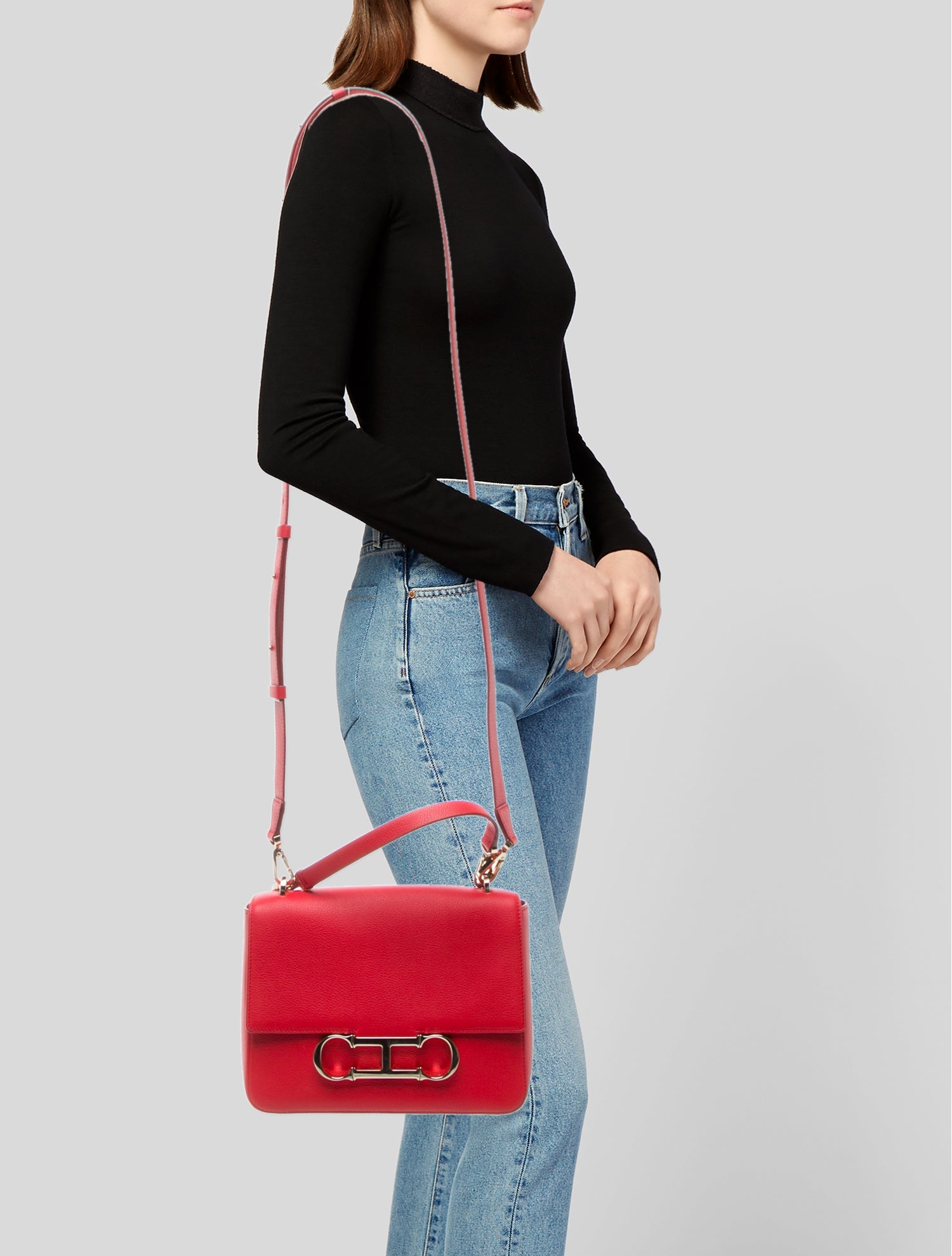 CH Carolina Herrera Leather Top Handle Bag