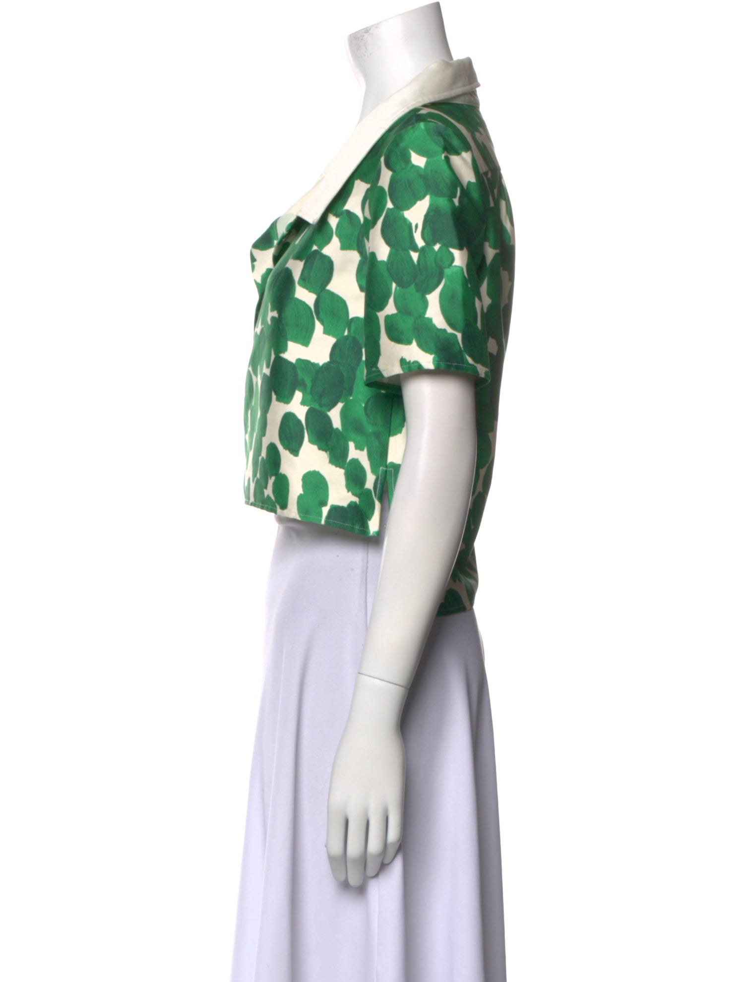 Carolina Herrera Printed Short Sleeve Crop Top