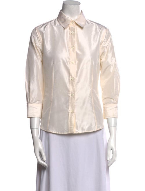 Carolina Herrera Silk Three-Quarter Sleeve Button-Up Top