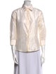 Carolina Herrera Silk Three-Quarter Sleeve Button-Up Top