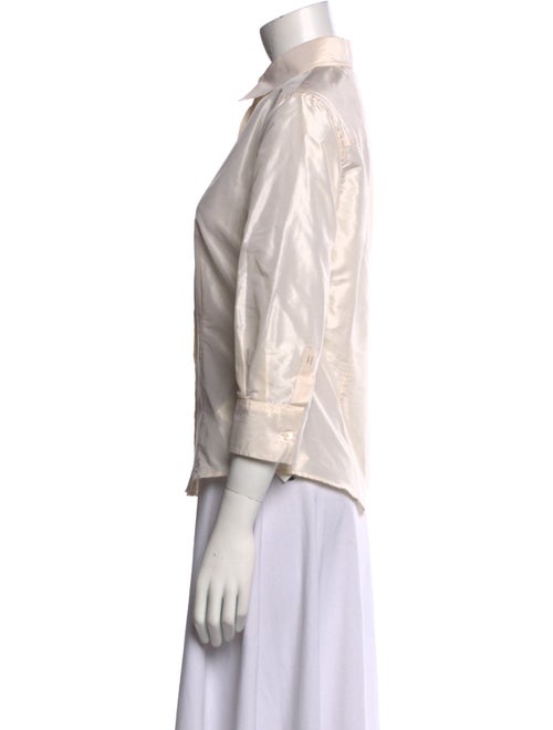 Carolina Herrera Silk Three-Quarter Sleeve Button-Up Top