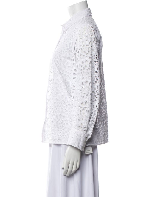 Carolina Herrera Lace Pattern Long Sleeve Button-Up Top