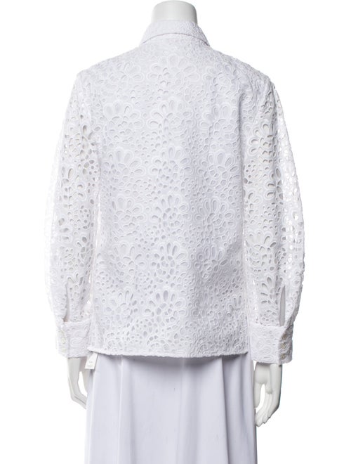 Carolina Herrera Lace Pattern Long Sleeve Button-Up Top