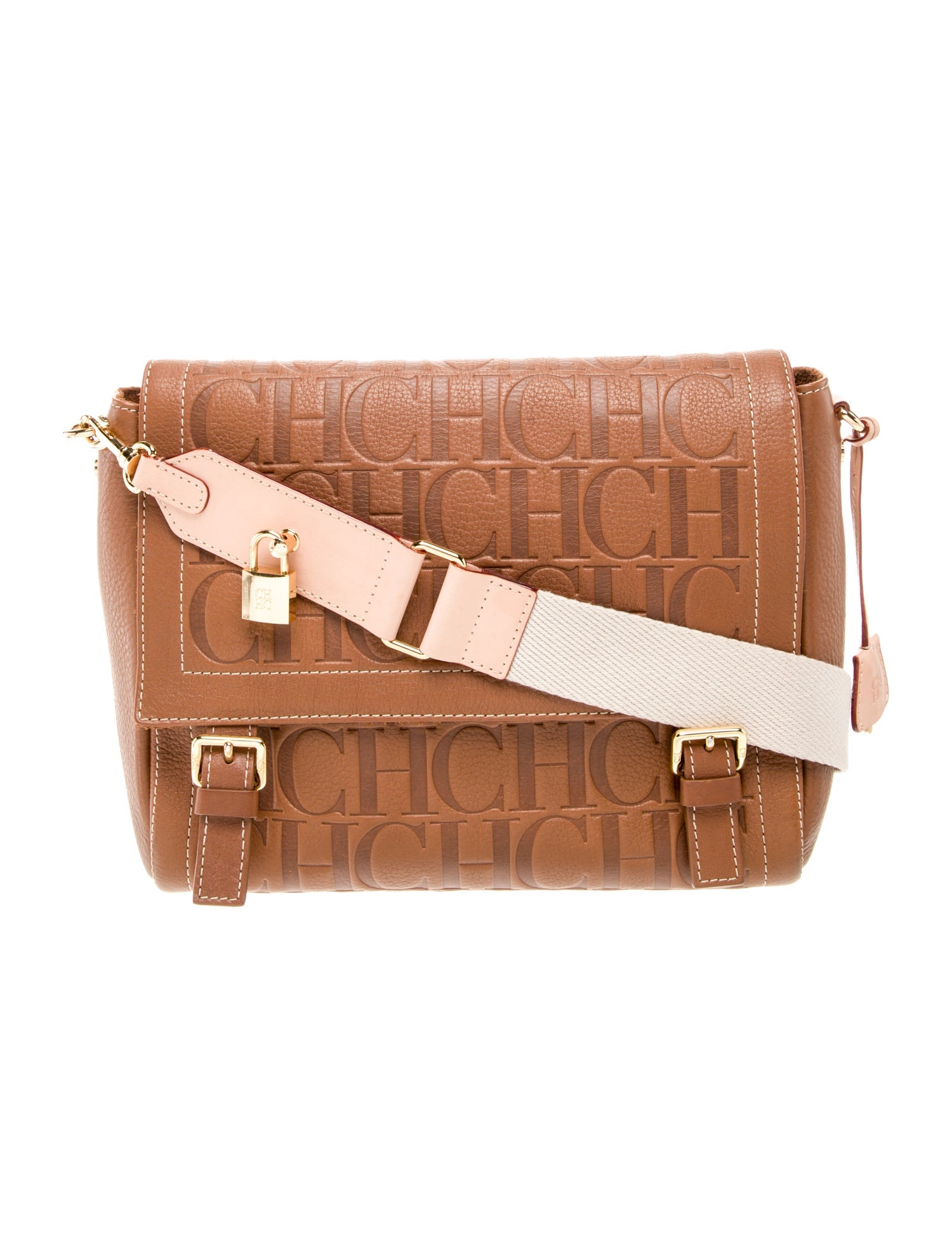 CH Carolina Herrera Leather Messenger Bag