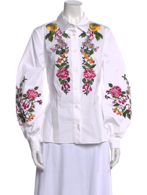 Carolina Herrera Printed Long Sleeve Button-Up Top