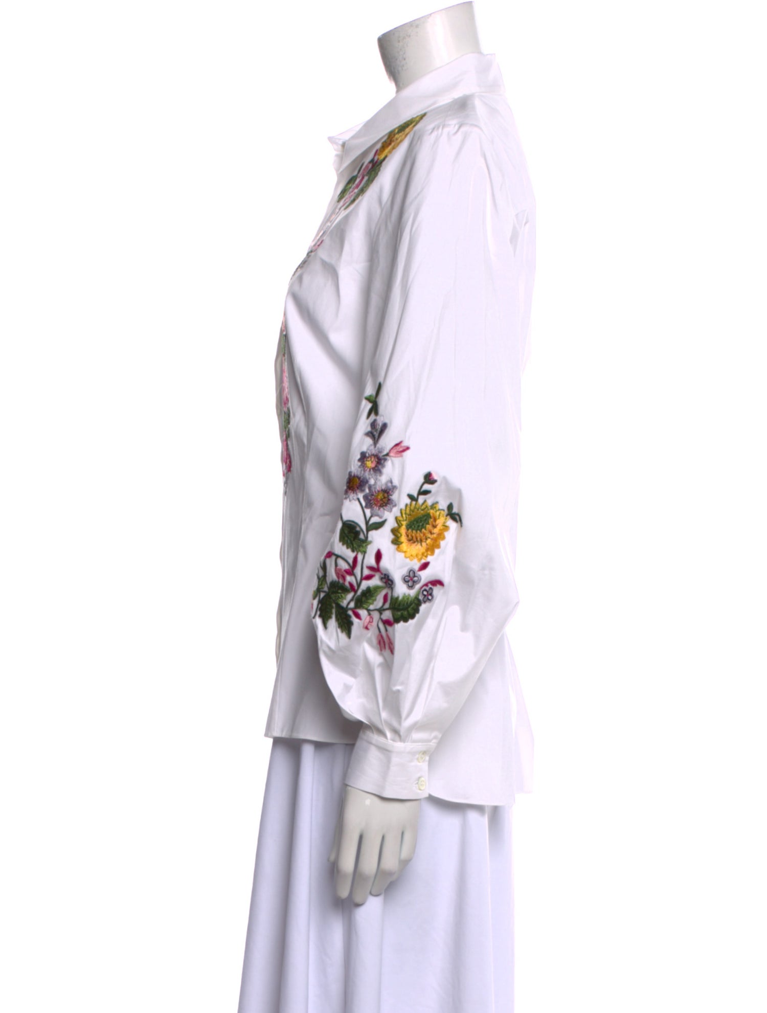 Carolina Herrera Printed Long Sleeve Button-Up Top