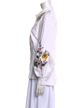 Carolina Herrera Printed Long Sleeve Button-Up Top