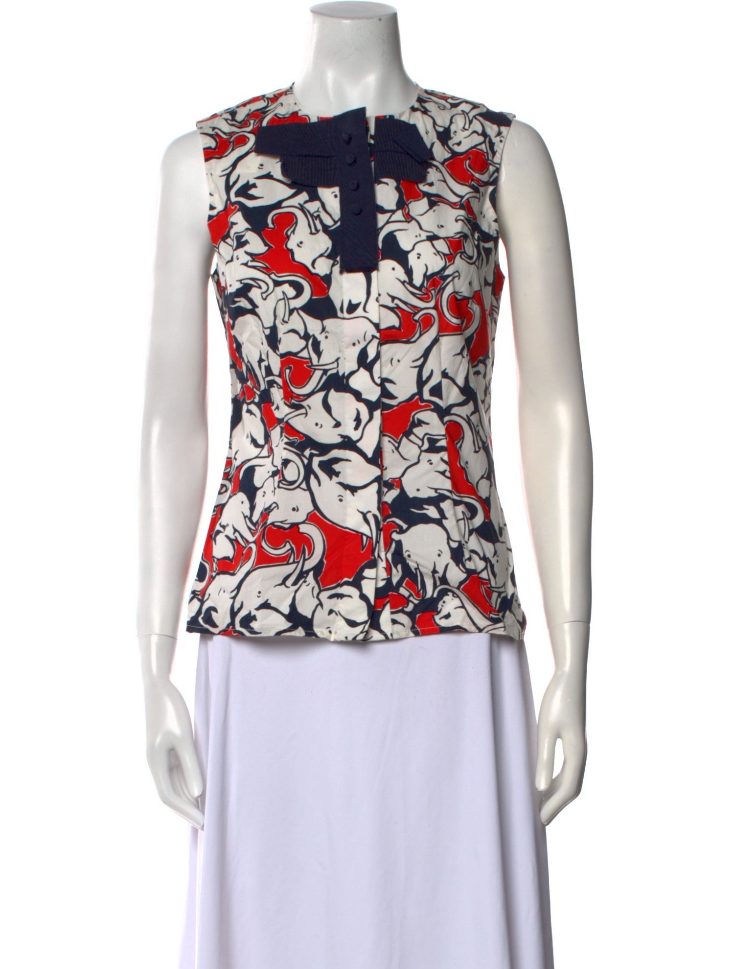 Carolina Herrera Floral Print Crew Neck Blouse