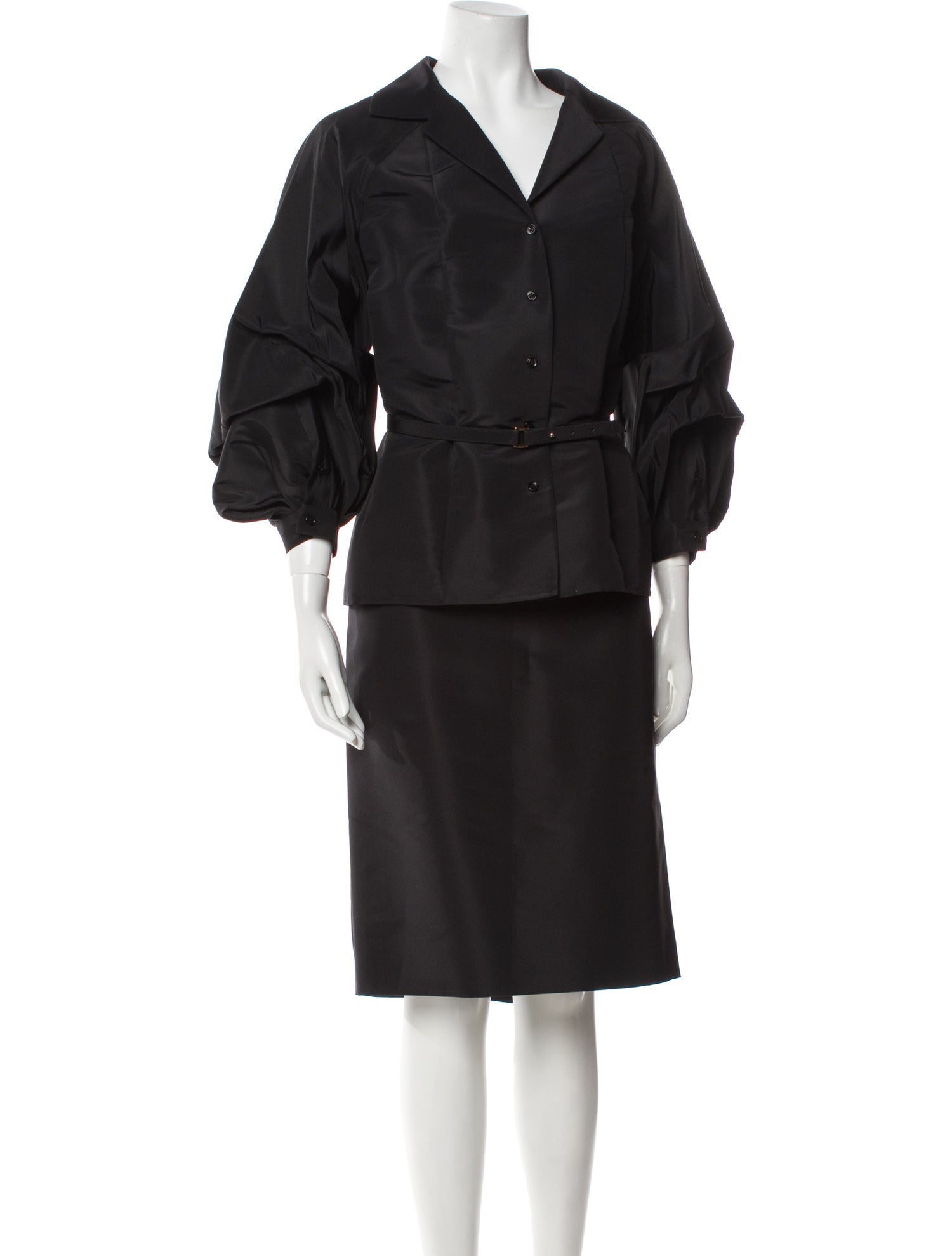 Carolina Herrera Silk Grosgrain Trim Skirt Suit