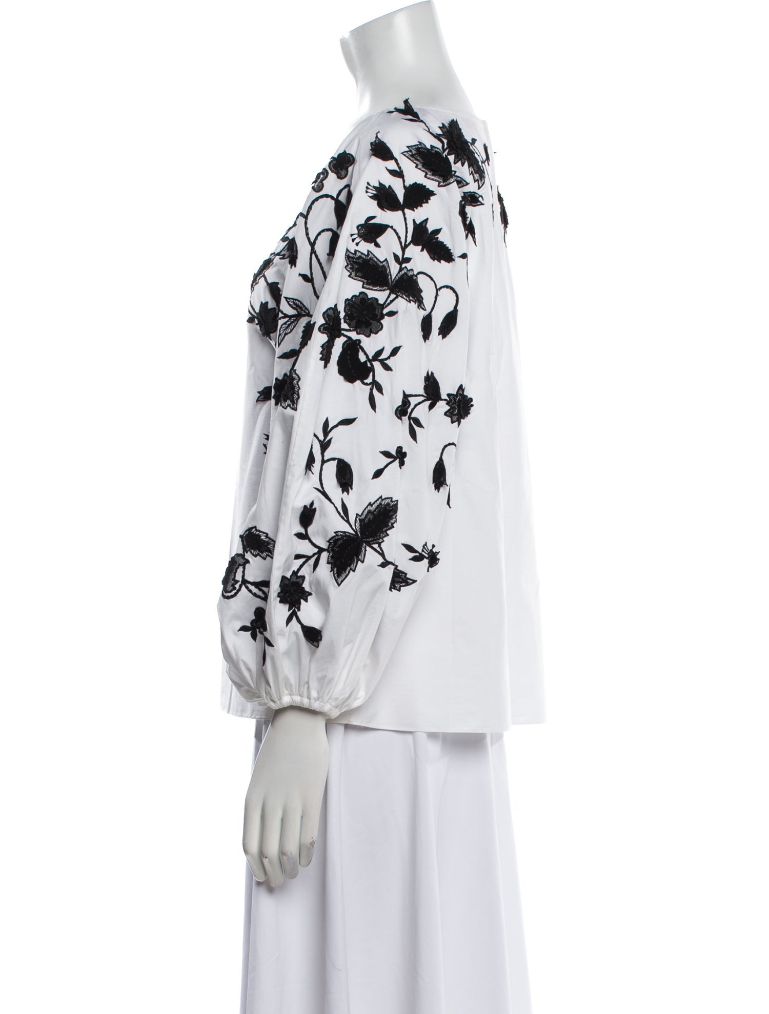 Carolina Herrera Floral Print Bateau Neckline Blouse