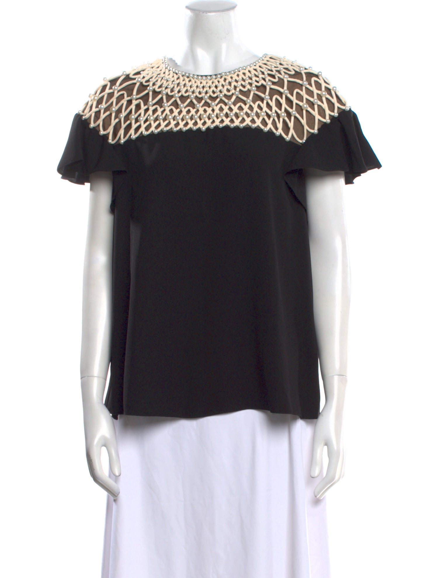 Carolina Herrera Bateau Neckline Short Sleeve Top