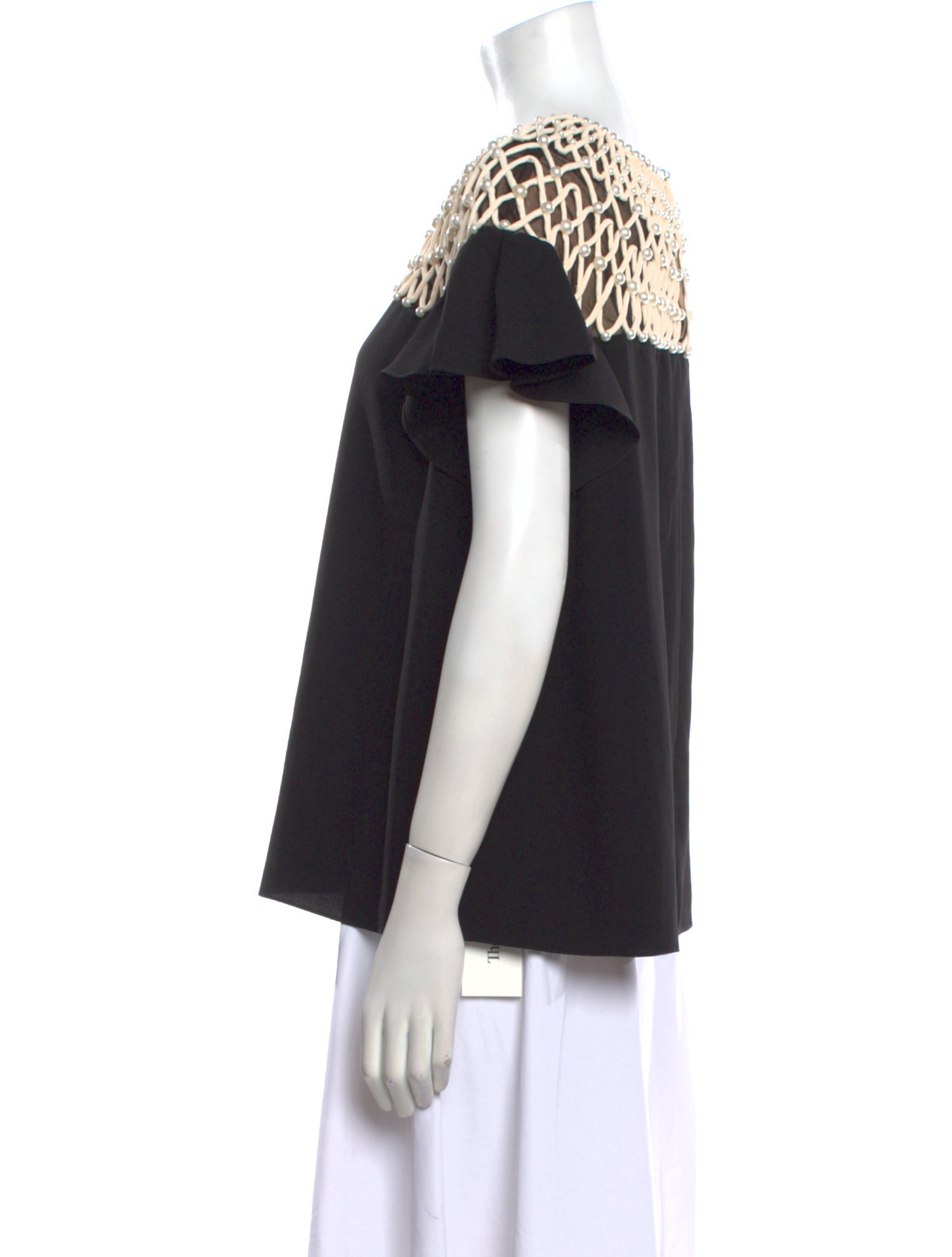 Carolina Herrera Bateau Neckline Short Sleeve Top