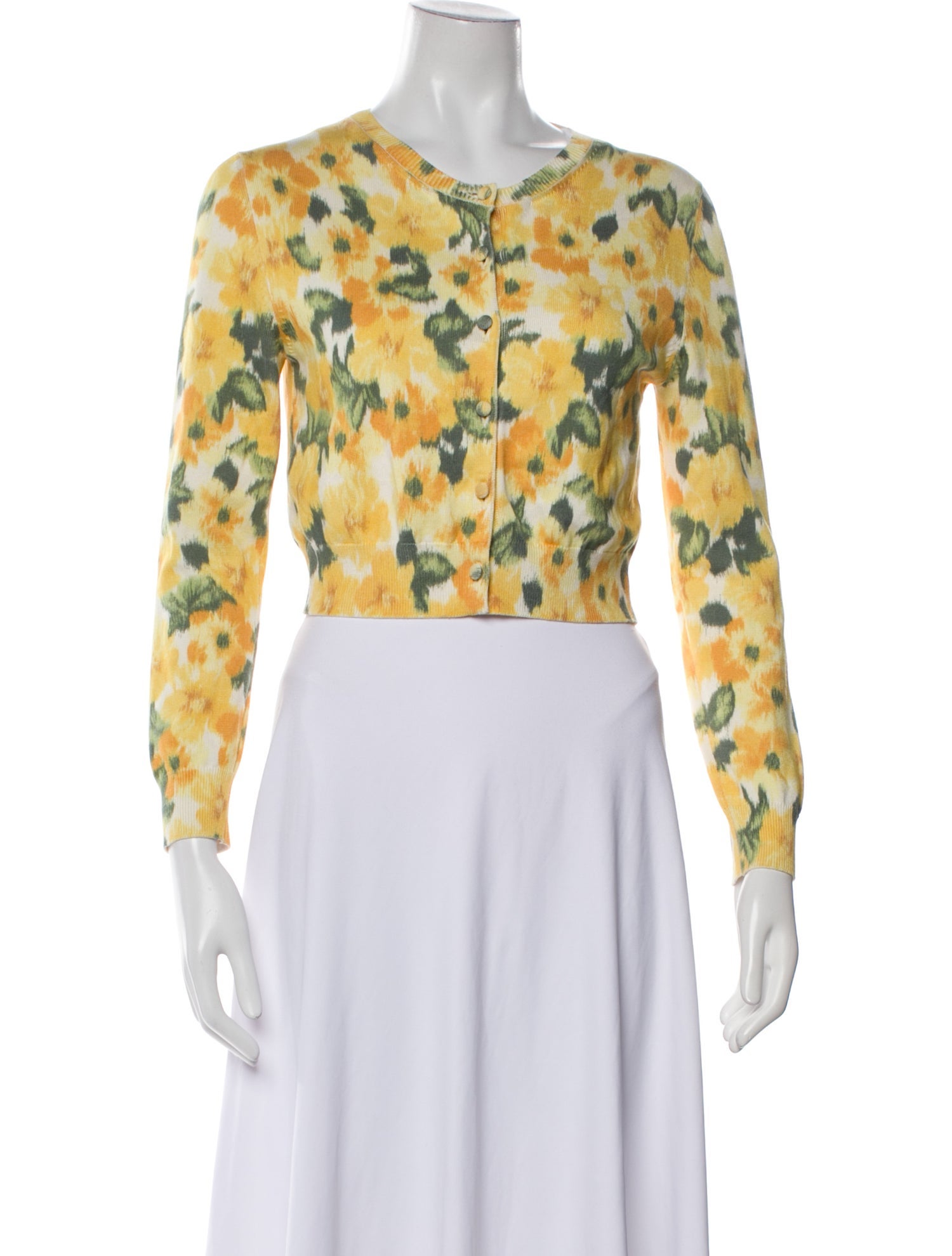 Carolina Herrera Floral Print V-Neck Crop Top