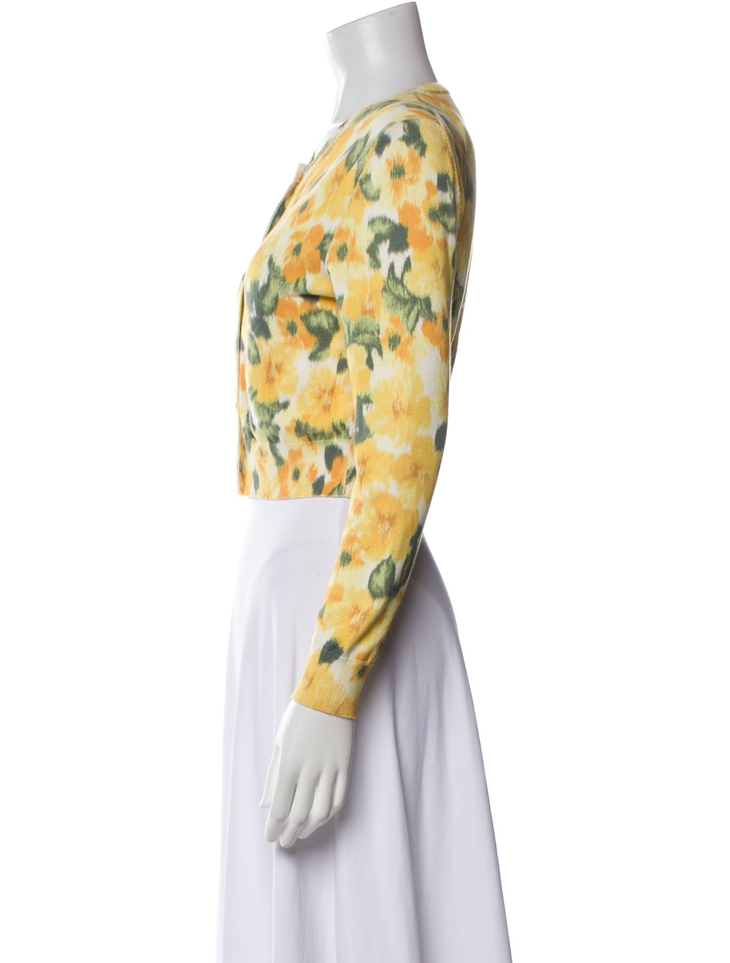 Carolina Herrera Floral Print V-Neck Crop Top