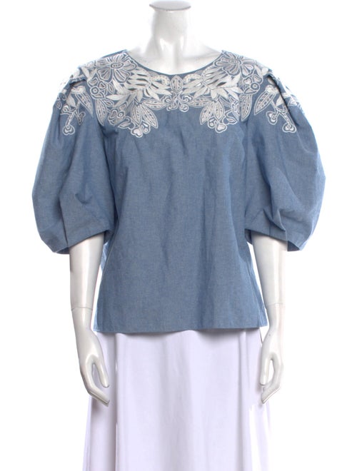 Carolina Herrera Bateau Neckline Three-Quarter Sleeve Blouse