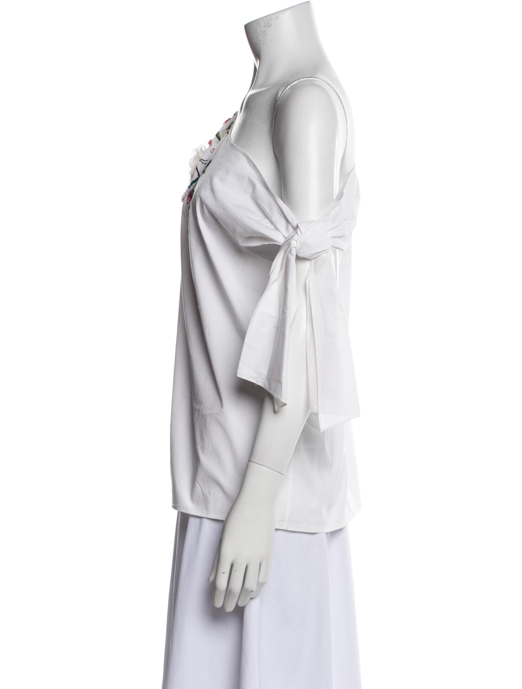 Carolina Herrera One-Shoulder Short Sleeve Blouse