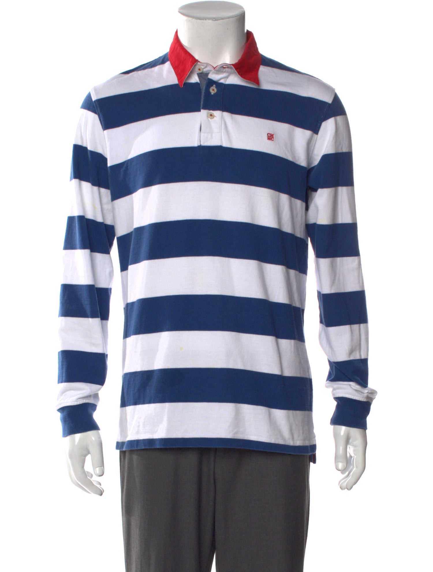Carolina Herrera Striped Collar Polo Shirt