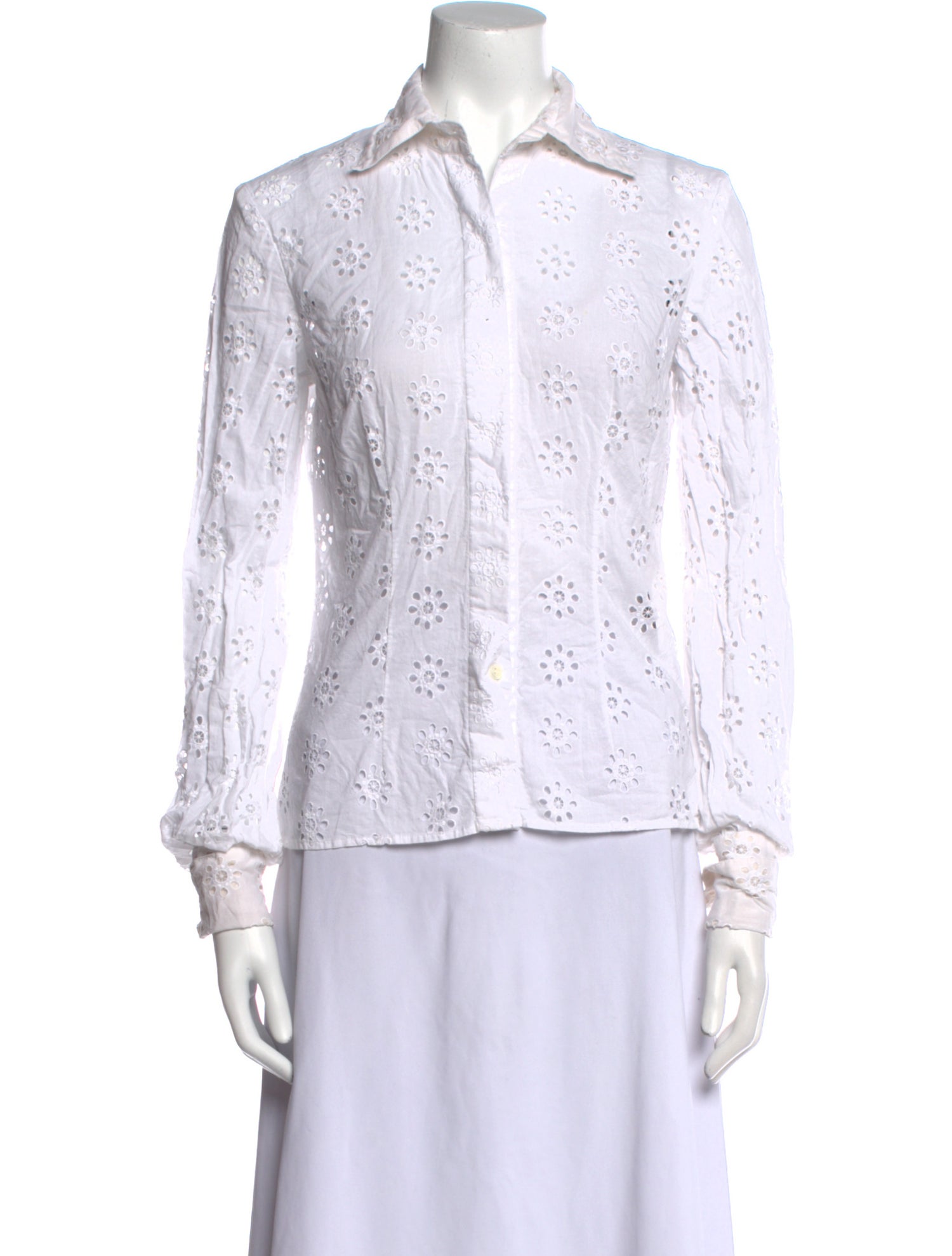 Carolina Herrera Printed Long Sleeve Button-Up Top